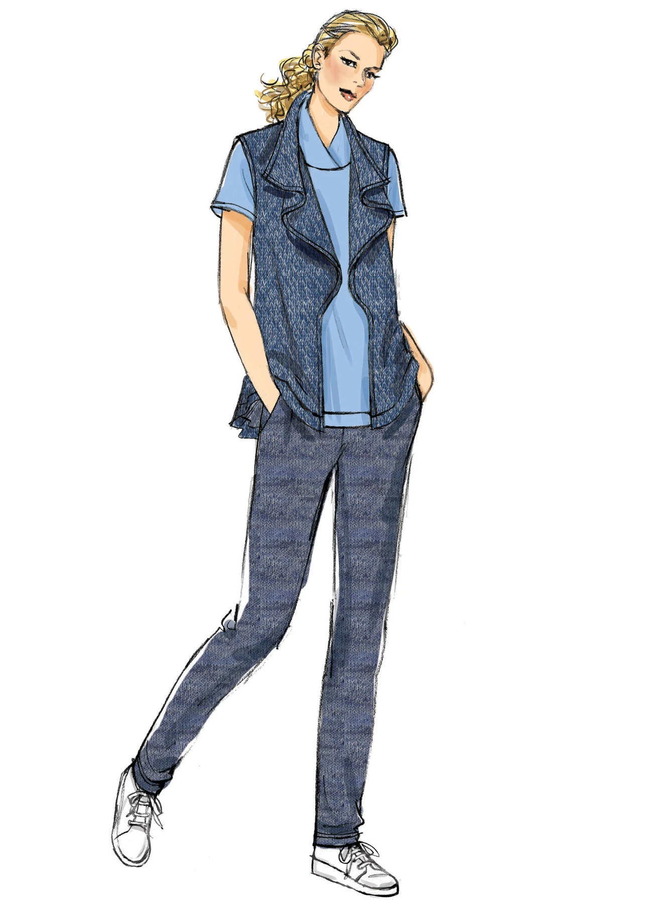 Butterick Sewing Pattern Misses' Lapped Collar Tops and Dress, Draped Collar Vest, and Pleated Pants (PDF) 3 Butterick Sewing Pattern Misses' Lapped Collar Tops and Dress, Draped Collar Vest, and Pleated Pants (PDF)