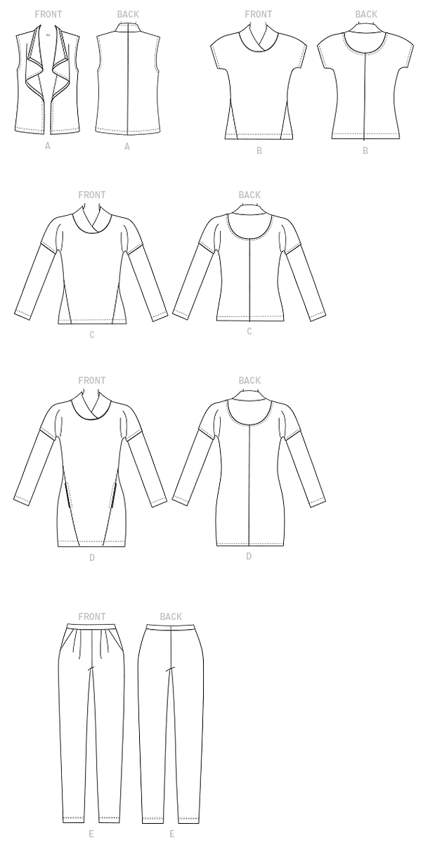 Butterick Sewing Pattern Misses' Lapped Collar Tops and Dress, Draped Collar Vest, and Pleated Pants (PDF) 7 Butterick Sewing Pattern Misses' Lapped Collar Tops and Dress, Draped Collar Vest, and Pleated Pants (PDF)