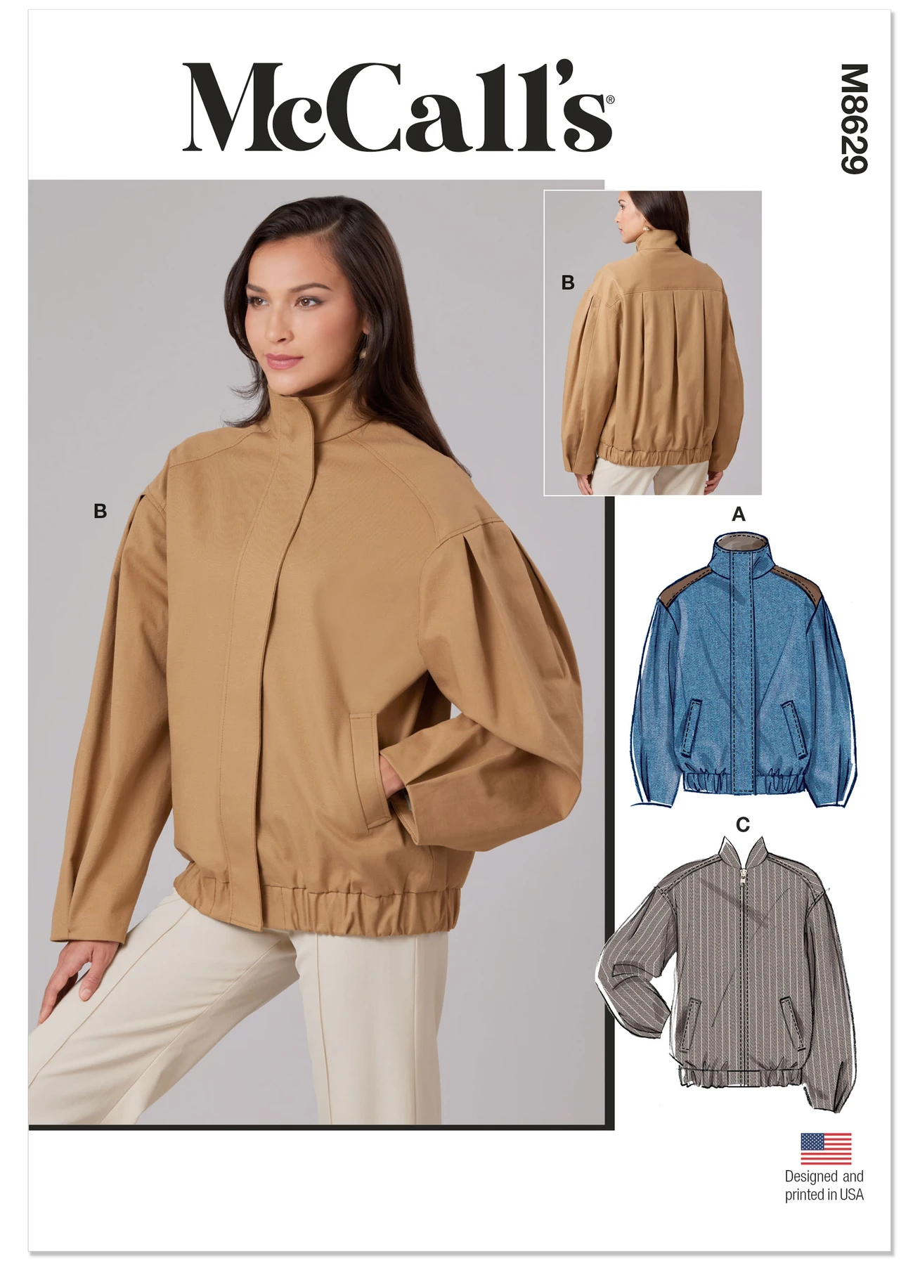 McCall's Sewing Pattern Misses' Blouson Jacket with Neckline Variations 1 McCall's Sewing Pattern Misses' Blouson Jacket with Neckline Variations