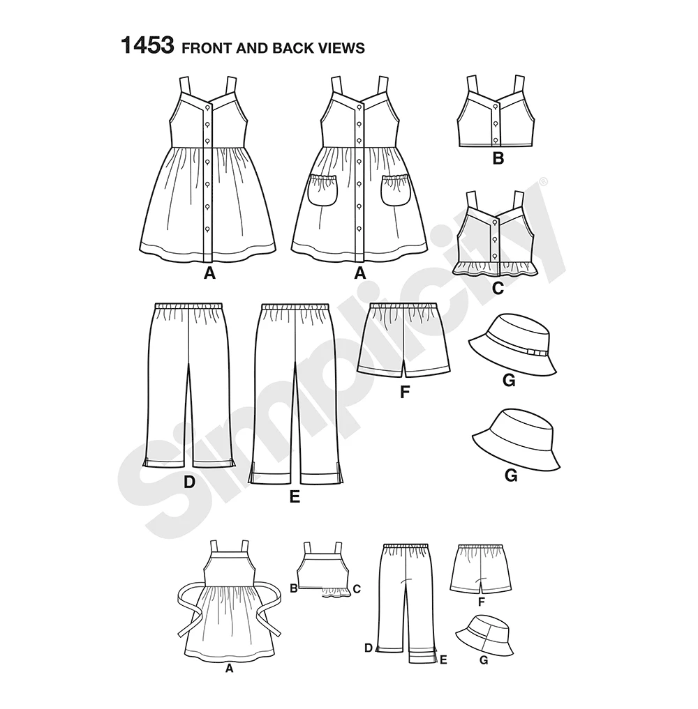 Simplicity Sewing Pattern Child's Dress, Top, Pants or Shorts and Hat 4 Simplicity Sewing Pattern Child's Dress, Top, Pants or Shorts and Hat