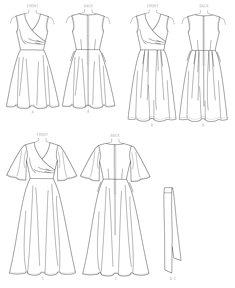 Butterick Sewing Pattern Misses' Pleated Wrap Dresses with Sash (PDF) 6 Butterick Sewing Pattern Misses' Pleated Wrap Dresses with Sash (PDF)