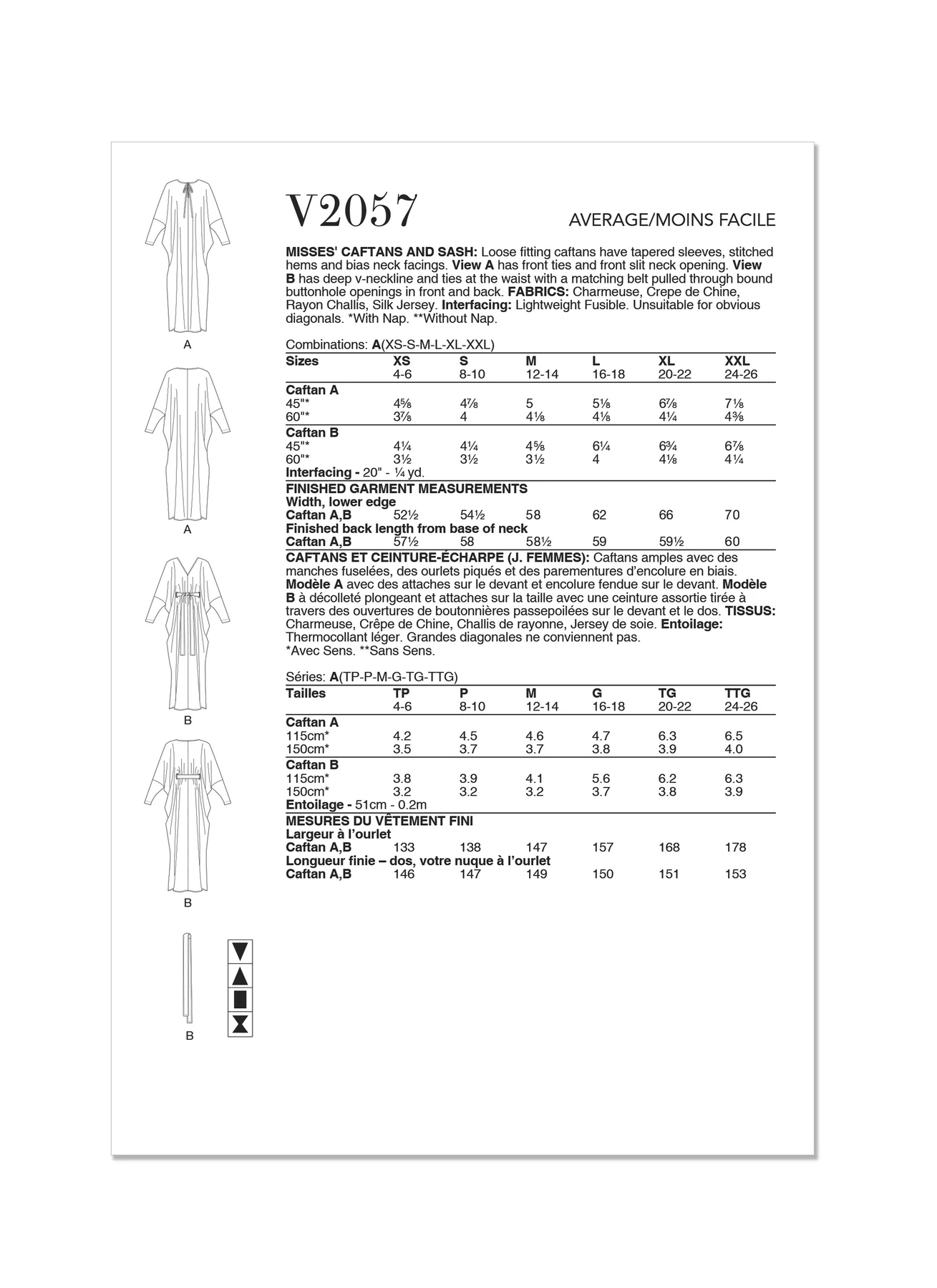 Vogue Patterns Misses' Caftans and Sash 6 Vogue Patterns Misses' Caftans and Sash