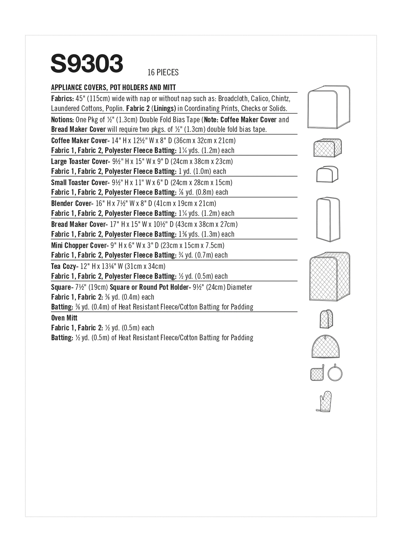 Simplicity Sewing Pattern Appliance Covers 4 Simplicity Sewing Pattern Appliance Covers