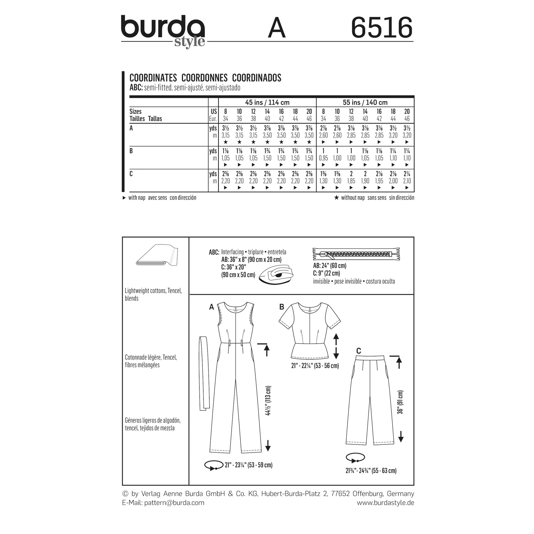 Burda Style Sewing Pattern Misses' Coordinates 4 Burda Style Sewing Pattern Misses' Coordinates
