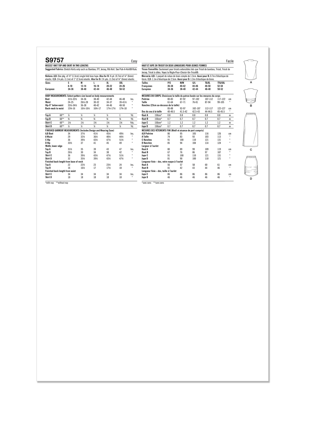 Simplicity Sewing Pattern Misses' Knit Top and Skirt in Two Lengths 8 Simplicity Sewing Pattern Misses' Knit Top and Skirt in Two Lengths